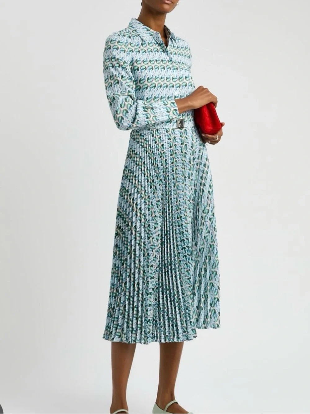Tory Burch Printed Twill Dress Blue Lucky Duck size 8 NWT - Picture 16 of 16